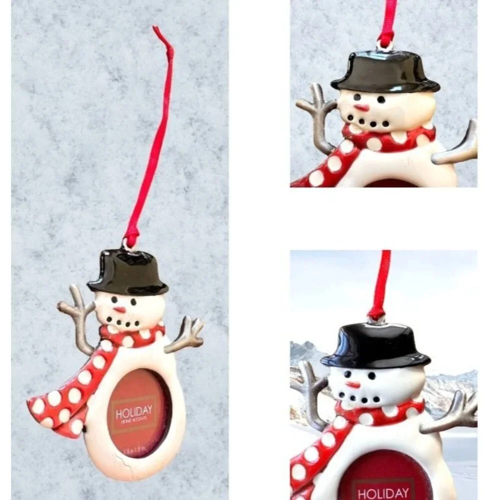 Vintage Snowman Ornament Holiday Home Accents Picture Frame Christmas Valentine